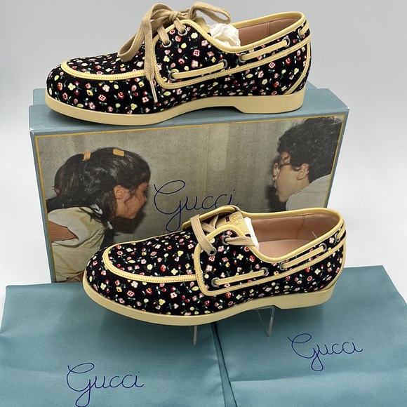 ๐ฆ NWT Gucci X Liberty of London Canvas Holly Printed Loafers W Orig Box - Picture 3 of 16